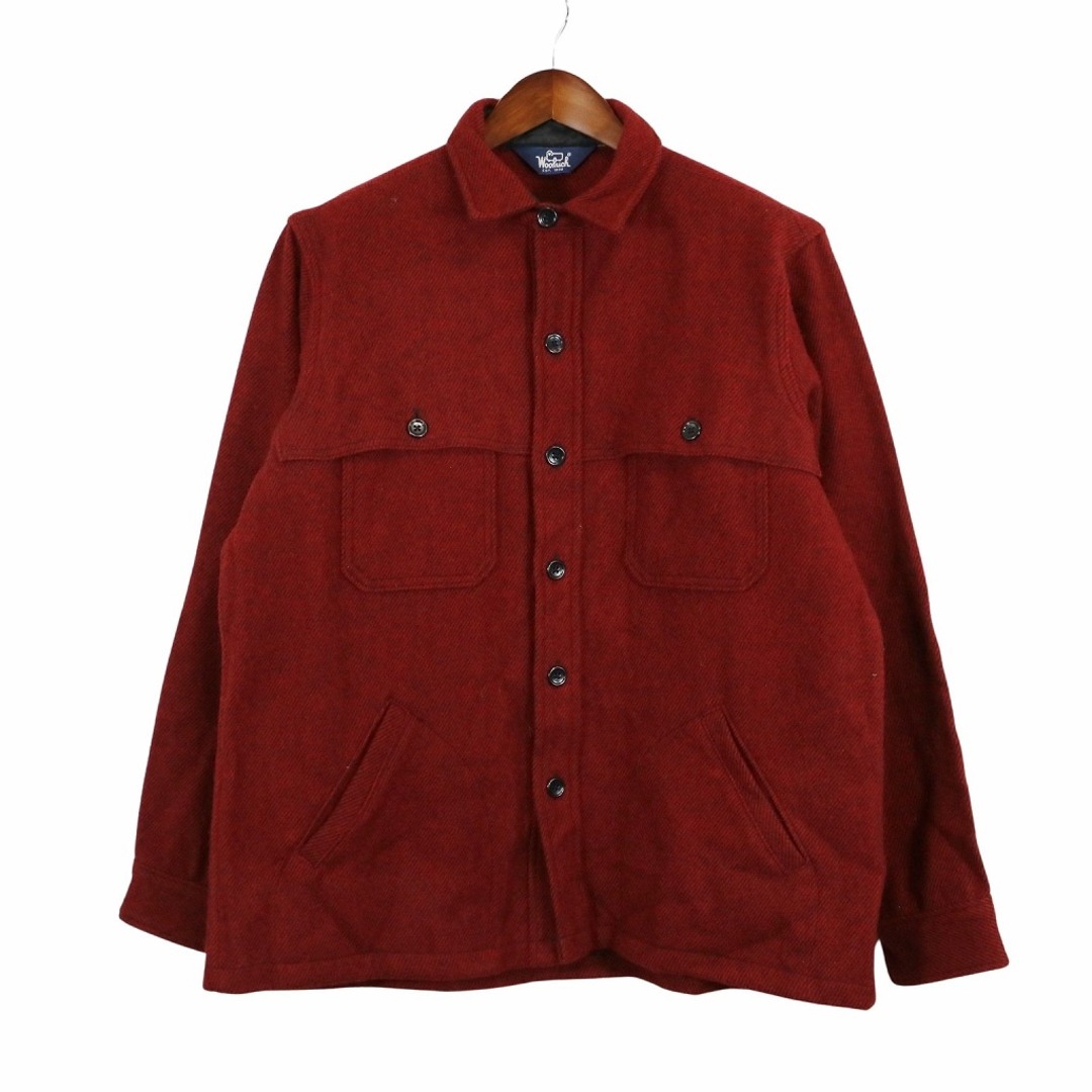 WOOLRICH(ウールリッチ)の90年代 WOOLRICH ウールリッチ 長袖シャツ ツイル レッド (メンズ Lサイズ相当) 中古 古着 O4928 メンズのトップス(シャツ)の商品写真