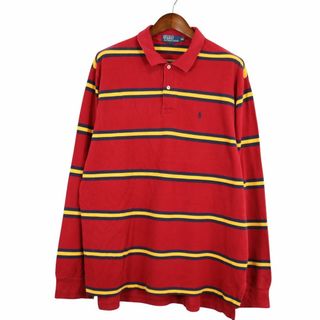 ポロラルフローレン(POLO RALPH LAUREN)のPolo by Ralph Lauren ポロバイラルフローレン 長袖 ポロシャツ 大きいサイズ ボーダー柄 レッド (メンズ XXL) 中古 古着 O4929(ポロシャツ)