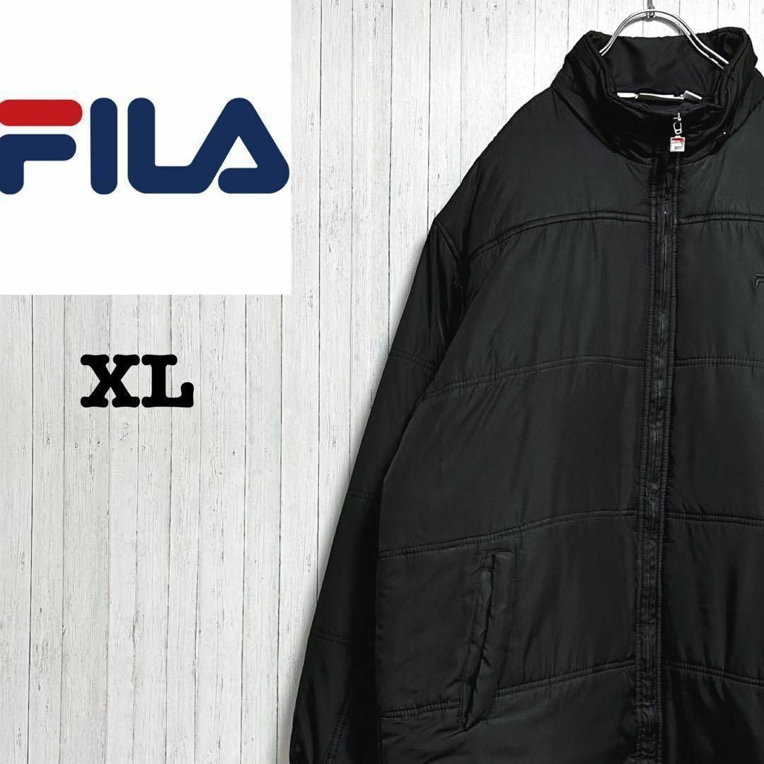 FILA　フィラ　ダウンジャケット　ビッグシルエット　黒　刺繍ロゴ　ブラックXL