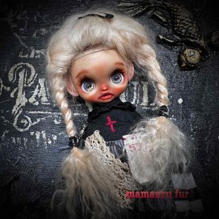 blythe_ブルートップネイビー✨w-069チベットラムフルスキンウィッグ