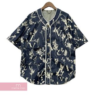 ルイヴィトン(LOUIS VUITTON)のLOUIS VUITTON 2020AW LV Leaf Denim Baseball Shirt 1A7XFP ルイヴィトン LVリーフデニムベースボールシャツ 半袖 デニムシャツ 総柄ロゴ インディゴ サイズM【230929】【中古-B】【me04】(シャツ)