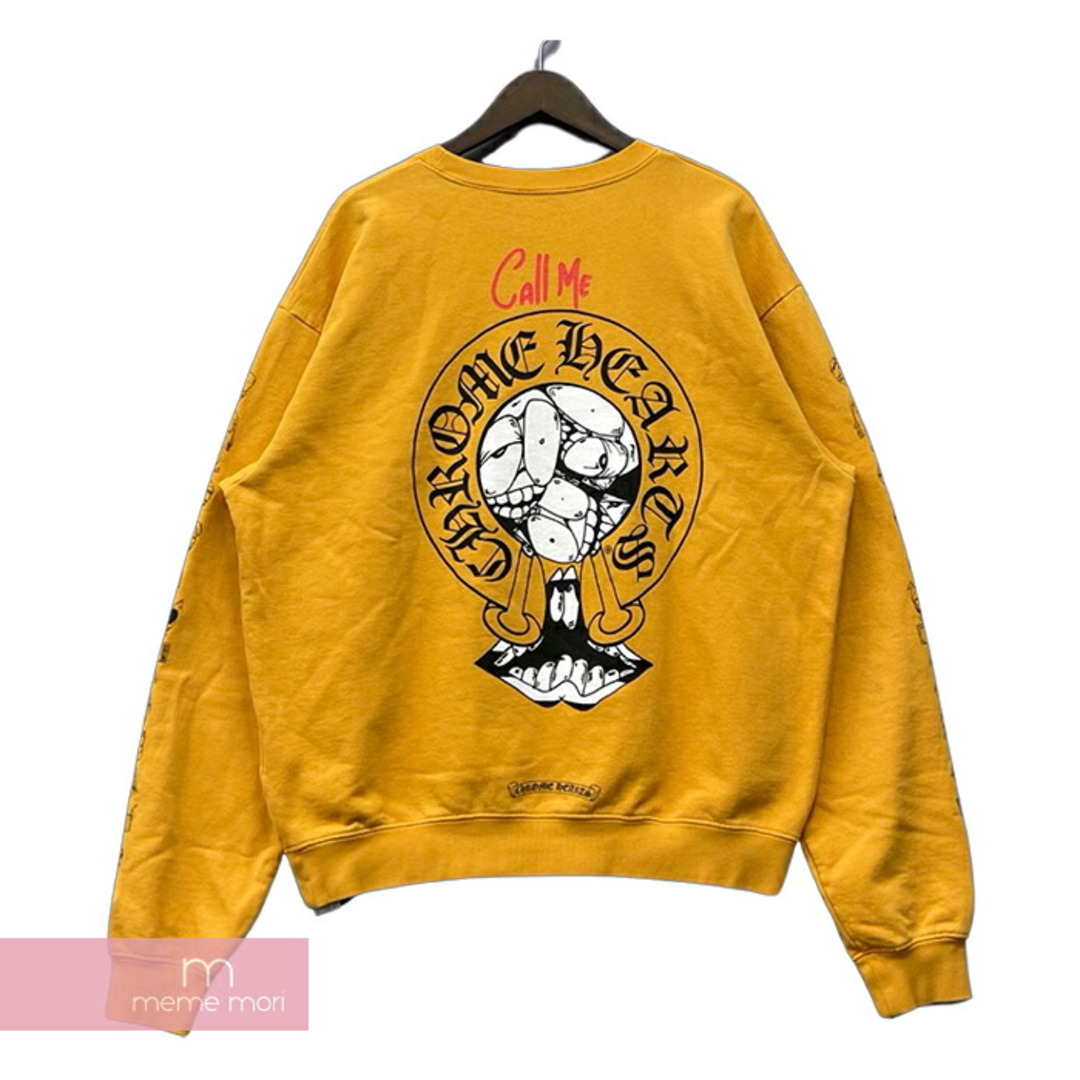 CHROME HEARTS×MATTY BOY 2019SS PPO mustard SWTSHRT クロムハーツ×マッティボーイ マスタードスウェットシャツ クルーネック トレーナー プリント Call Me マスタード サイズL【230930】【-B】【me04】トップス