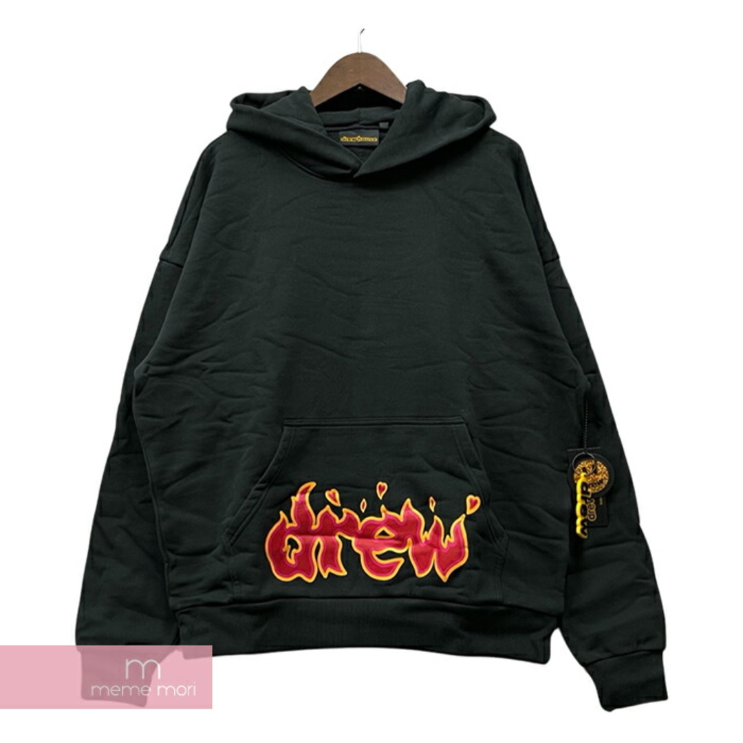 Drew House 2022AW Lit Drew Hoodie Black ドリューハウス リットドリューフーディ プルオーバーパーカー ロゴプリント ファイヤープリント ブラック サイズL 【231001】【新古品】【me04】