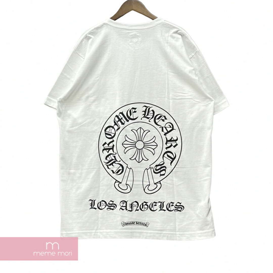 CHROME HEARTS Los Angeles Horseshoe Tee クロムハーツ ロサンゼルスホースシューTシャツ 半袖カットソー ポケT バックプリント LA限定 ホワイト サイズL【231003】【新古品】【me04】