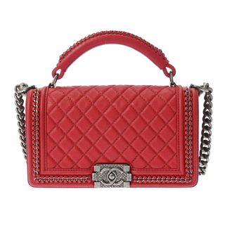 シャネル(CHANEL)のシャネル  ボーイシャネル チェーンショルダー 2WAYバッグ 赤(ショルダーバッグ)