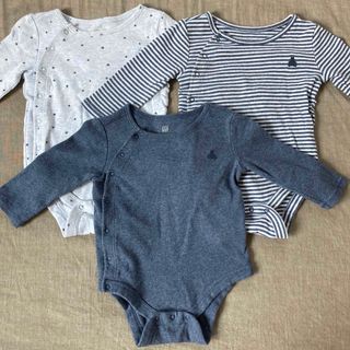 ベビーギャップ(babyGAP)のGAP　星　ボーダー　肌着　ボティスーツ　60㎝  3着セット　長袖　前開き(肌着/下着)