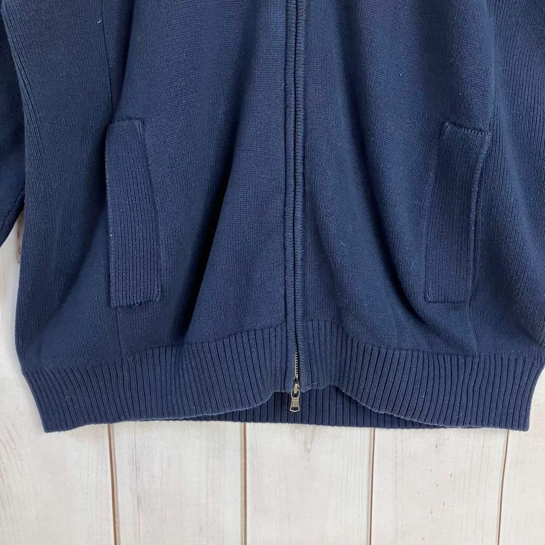 【希少サイズ】 トミーヒルフィガー ニットブルゾン ダブルジップ 刺繍ロゴ XL