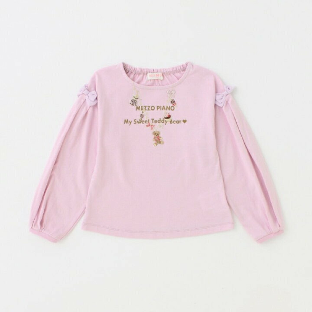 mezzo piano(メゾピアノ)のクマネックレス風長袖Tシャツ　メゾピアノ キッズ/ベビー/マタニティのキッズ服女の子用(90cm~)(Tシャツ/カットソー)の商品写真