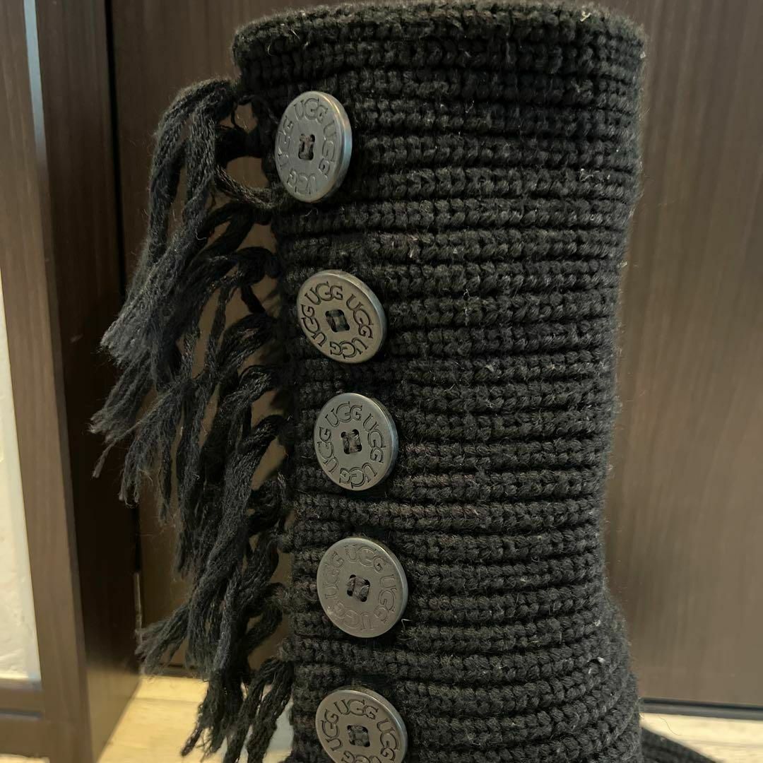 稀少☆UGG アグ ニットロングブーツ フリンジCARDY 23cm ブラック