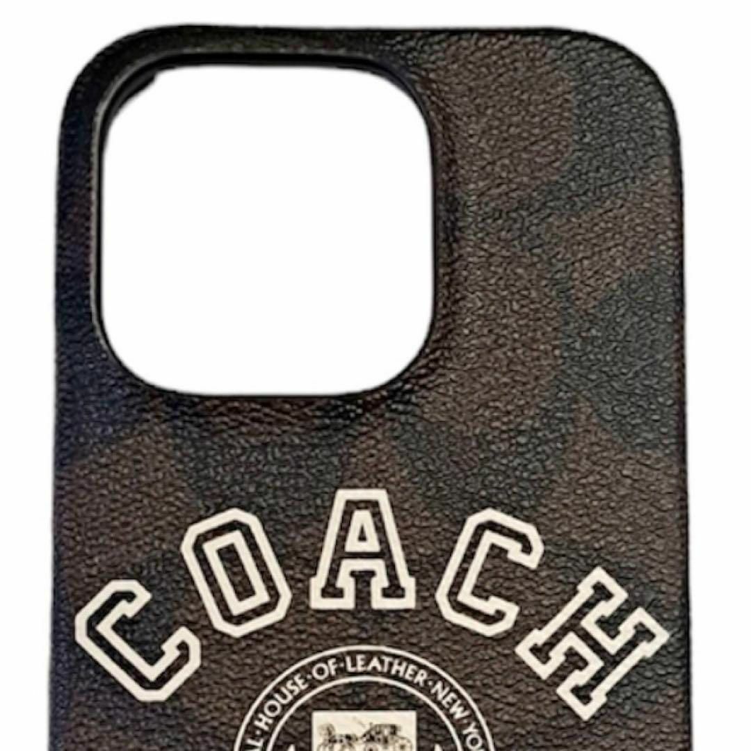 新品】COACH コーチ ロゴ入iPhone14ケース シグネチャー ブラウン-