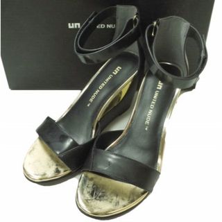 UNITED NUDE ユナイテッドヌード Bella II アンクルストラップ ウエッジソールレザーサンダル 36370002 36(23-23.5cm) BLACK/GOLD UN シューズ【新古品】【中古】【UNITED NUDE】(サンダル)