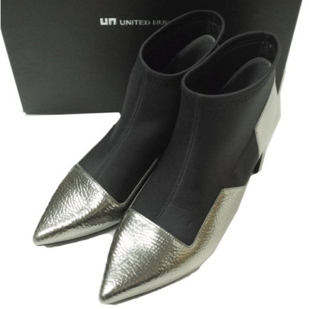 UNITED NUDE ユナイテッドヌード Zink Vita Bootie Mid カウレザー + ネオプレン ブーティ 26340008 37(23.5-24cm) GUN METAL UN ポインテッドトゥ ブーツ シューズ【新古品】【UNITED NUDE】