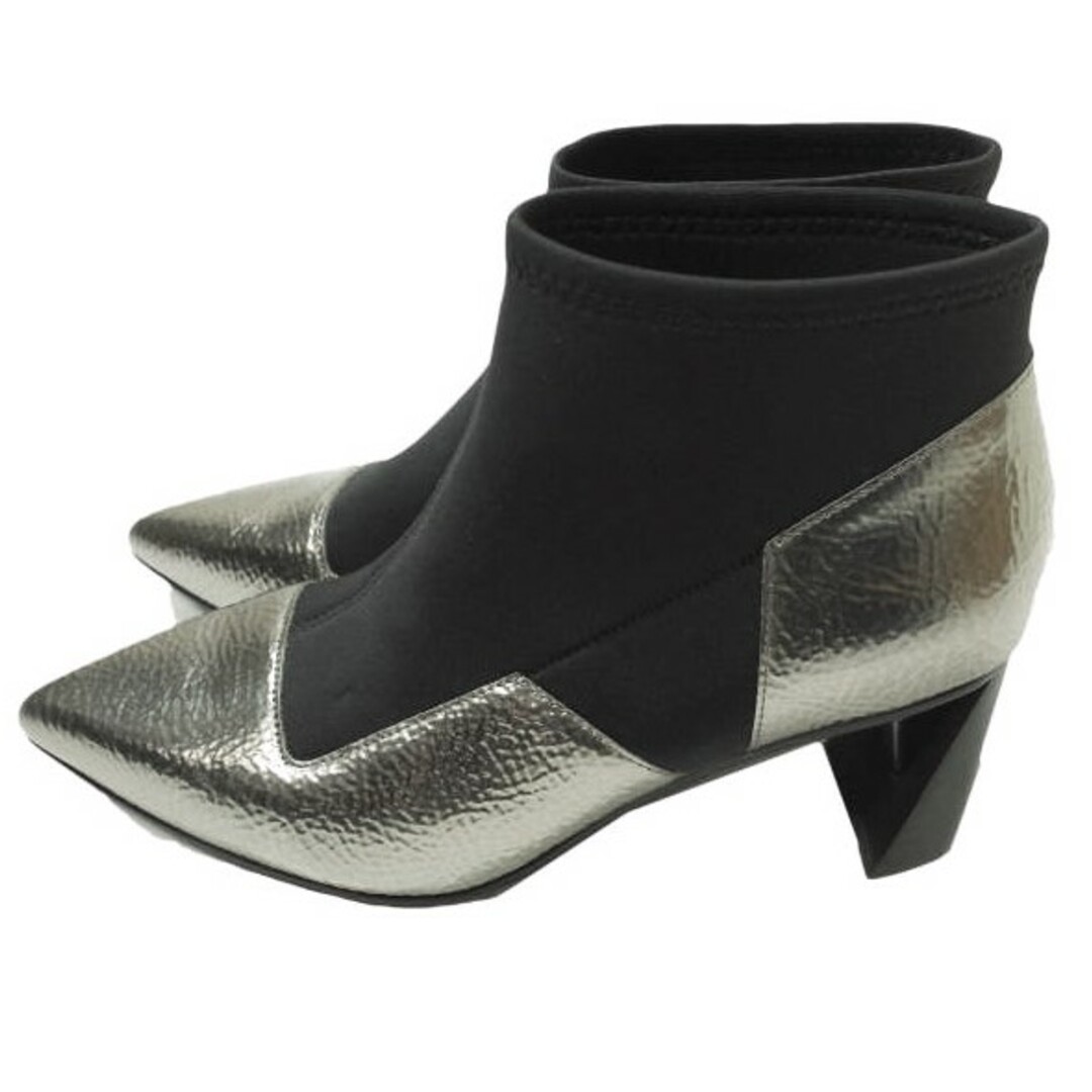 UNITED NUDE ユナイテッドヌード Zink Vita Bootie Mid カウレザー + ネオプレン ブーティ 26340008 37(23.5-24cm) GUN METAL UN ポインテッドトゥ ブーツ シューズ【新古品】【UNITED NUDE】