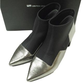 UNITED NUDE ユナイテッドヌード Zink Vita Bootie Mid カウレザー + ネオプレン ブーティ 26340008  37(23.5-24cm) GUN METAL UN ポインテッドトゥ ブーツ シューズ【新古品】【中古】【UNITED NUDE】