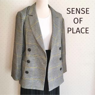 センスオブプレイスバイアーバンリサーチ(SENSE OF PLACE by URBAN RESEARCH)の【美品】SENSE OF PLACE チェック柄　テーラードジャケット　FREE(テーラードジャケット)