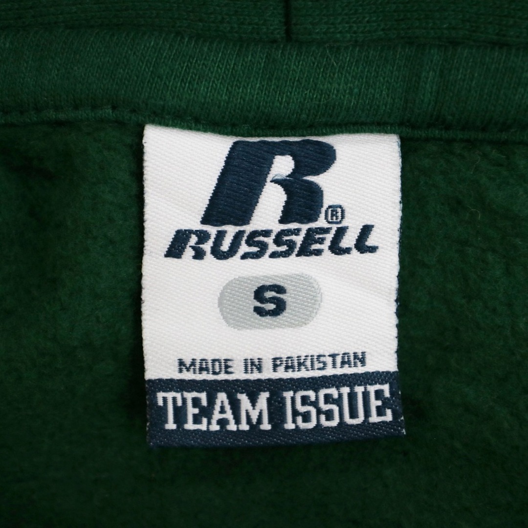 RUSSELL ATHLETIC ラッセル プルオーバースウェット ハーフジップ 刺繍  カレッジ スポーツ グリーン (メンズ S) 中古 古着 O5068 メンズのトップス(スウェット)の商品写真