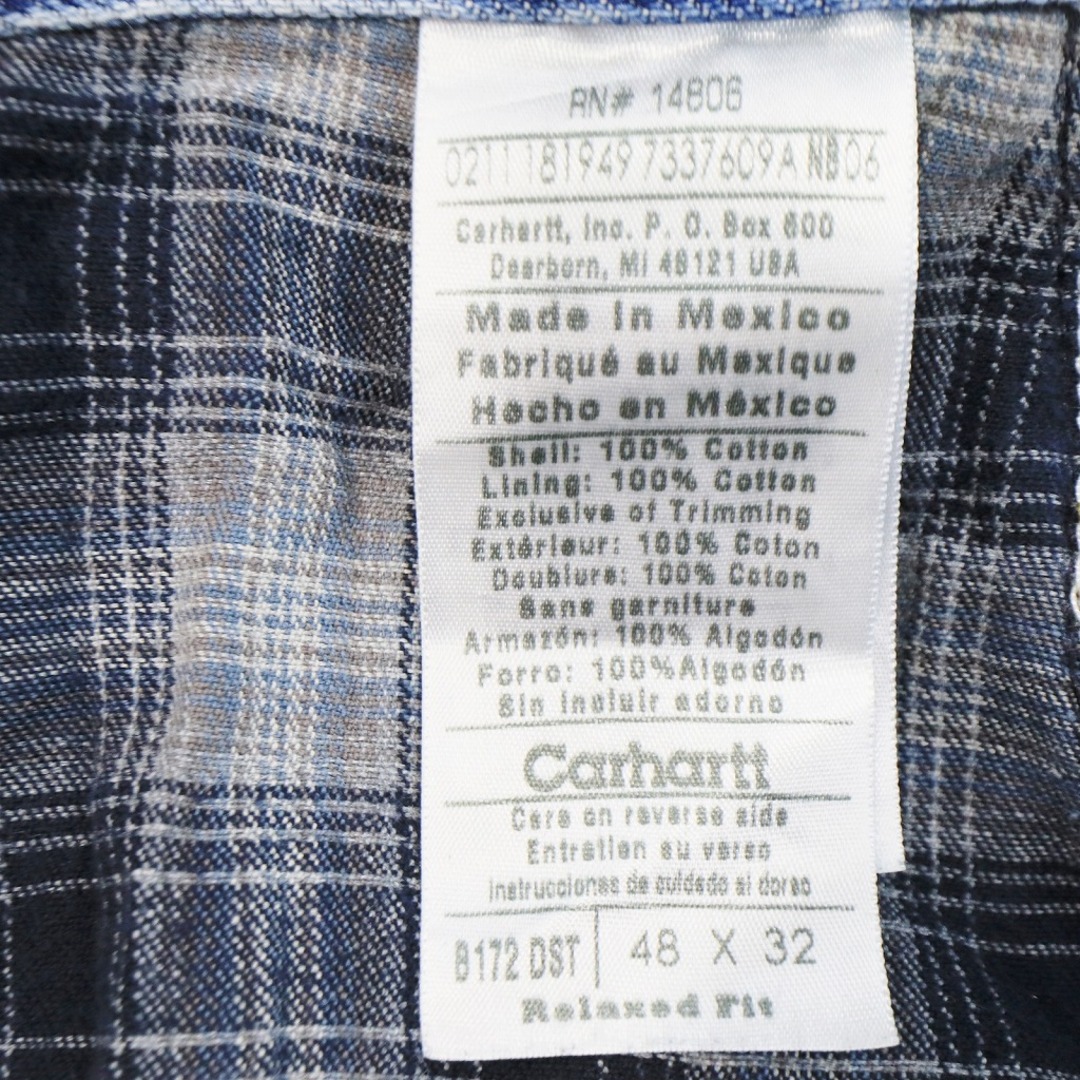 carhartt(カーハート)のCarhartt カーハート チェック裏地付きデニムパンツ 大きいサイズ  ワーク ブルー (メンズ 48/32) 中古 古着 O5057 メンズのパンツ(デニム/ジーンズ)の商品写真