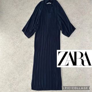 ザラ(ZARA)のZARAザラ レーヨン混 リブニットワンピース(ロングワンピース/マキシワンピース)