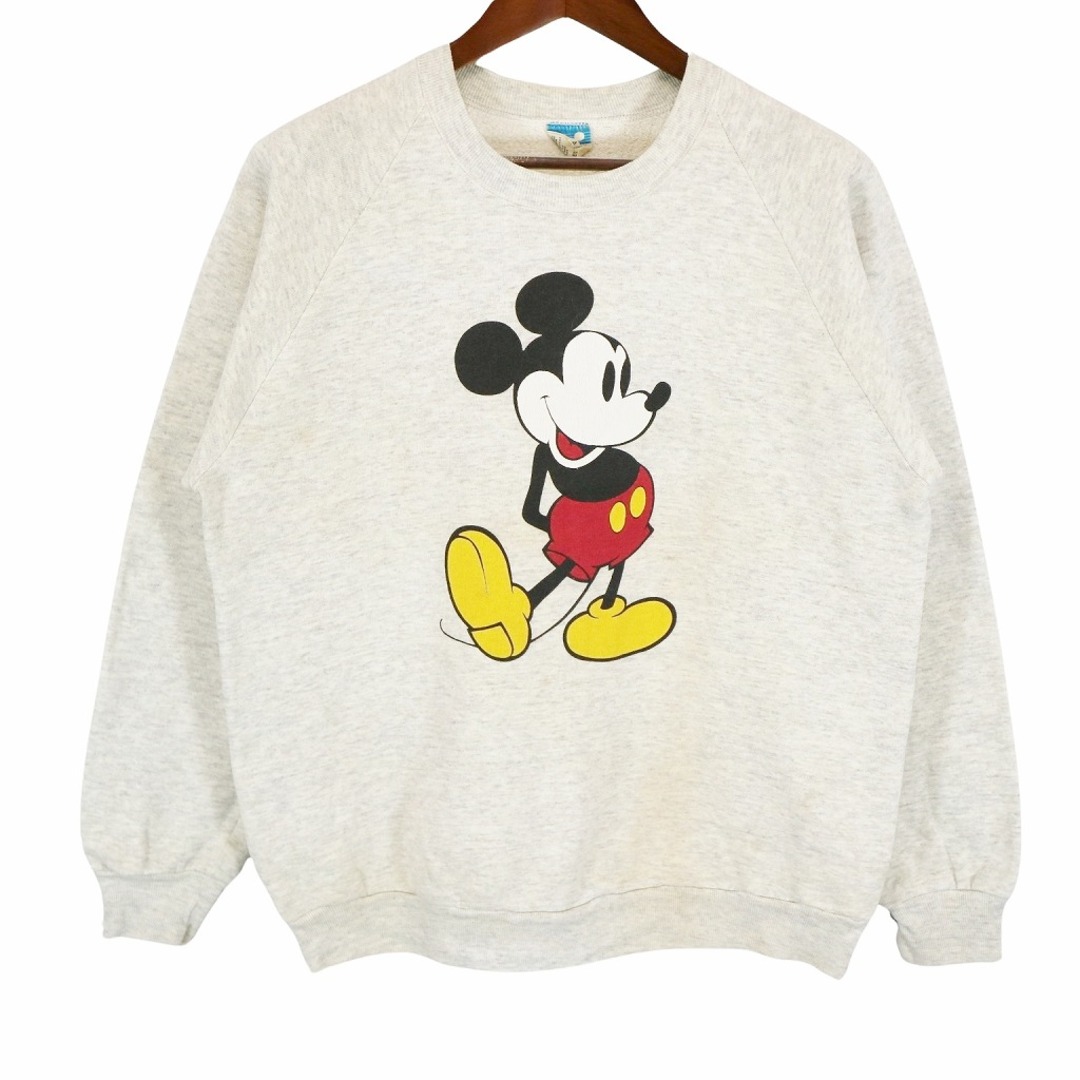 Disney 80s USA製  ミッキー 袖ライン ラグランスウェット XL