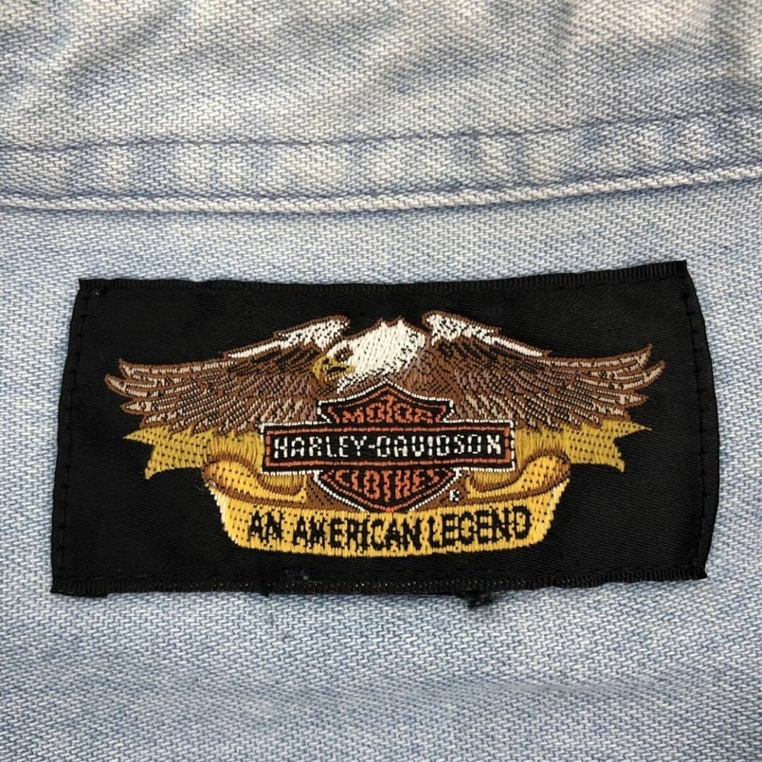 Harley Davidson(ハーレーダビッドソン)のハーレーダビッドソン 超ゆるだぼ 長袖デニムシャツ 刺繡ワンポイントロゴ 2XL メンズのトップス(シャツ)の商品写真
