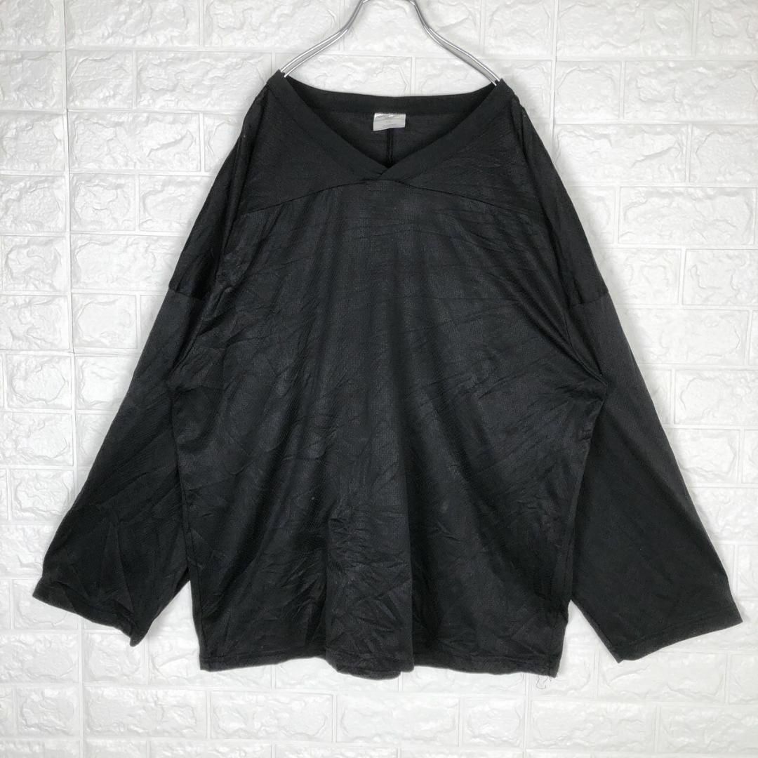 POWERTEK シンプル無地 長袖ゲームシャツ ビッグサイズ ブラックメッシュ メンズのトップス(Tシャツ/カットソー(七分/長袖))の商品写真