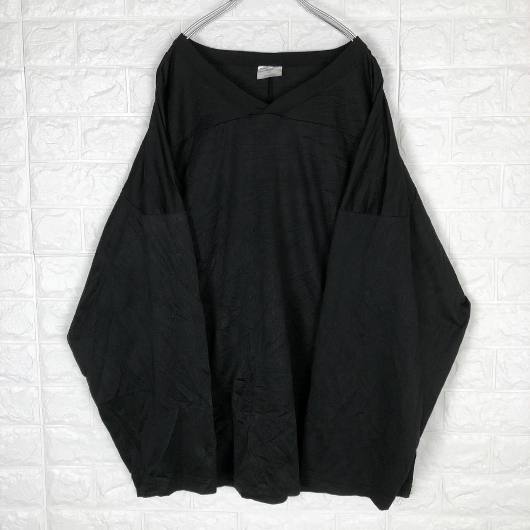POWERTEK シンプル無地 長袖ゲームシャツ ビッグサイズ ブラックメッシュ メンズのトップス(Tシャツ/カットソー(七分/長袖))の商品写真