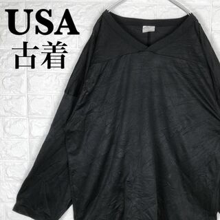 POWERTEK シンプル無地 長袖ゲームシャツ ビッグサイズ ブラックメッシュ(Tシャツ/カットソー(七分/長袖))
