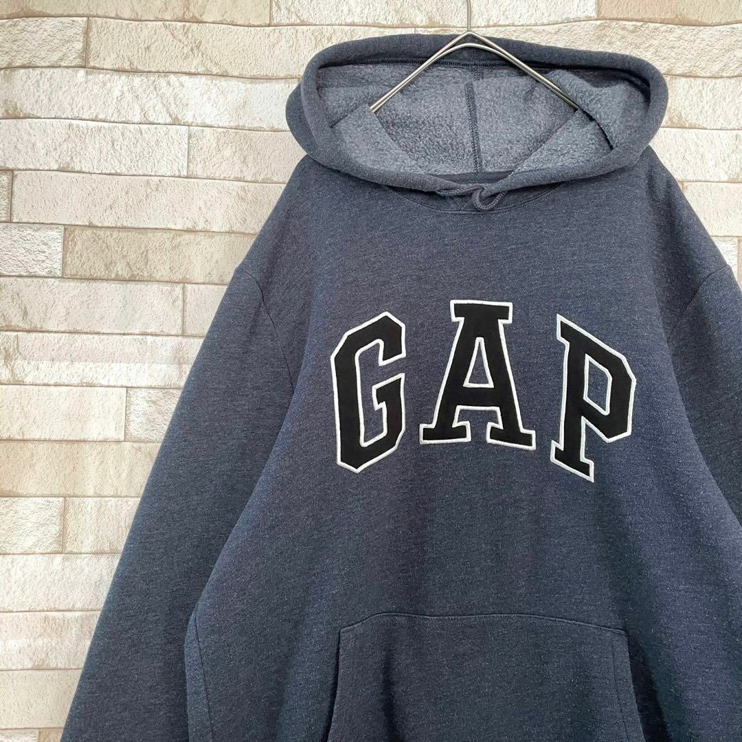 GAP ギャップ パーカー プルオーバー 刺繍デカロゴ アーチロゴ M