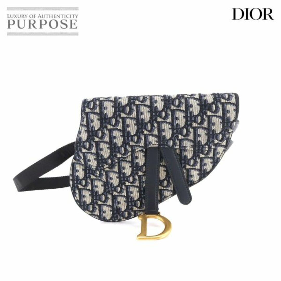 オープンポケット×１未使用 展示品 クリスチャン ディオール Christian Dior オブリーク サドル ベルトポーチ ウエスト バッグ キャンバス レザー VLP 90208113