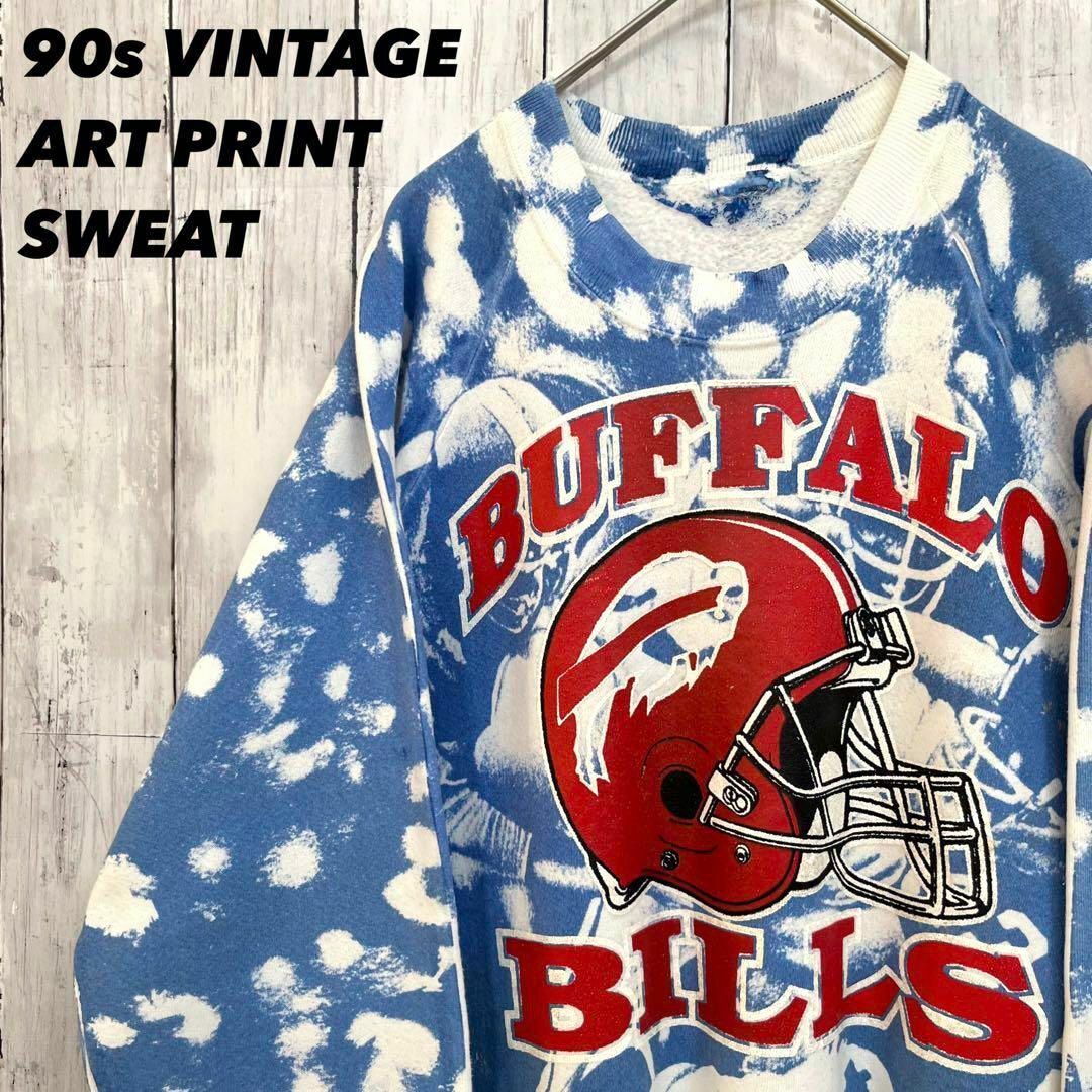 90sヴィンテージNFL BULLSビルズアートプリントスエットトレーナー