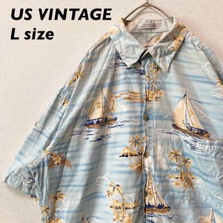 US ビンテージ  総柄 柄シャツ 半袖 アロハ シャツ 2XL レトロ