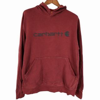 カーハート(carhartt)のCarhartt カーハート スウェットパーカー フーディー ロゴ ワインレッド (メンズ L) 中古 古着 O5125(パーカー)