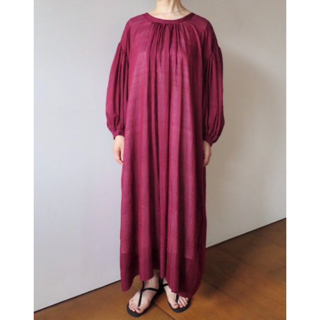 BUNON Khadi Cotton Silk Gather dress レディースのワンピース(ロングワンピース/マキシワンピース)の商品写真