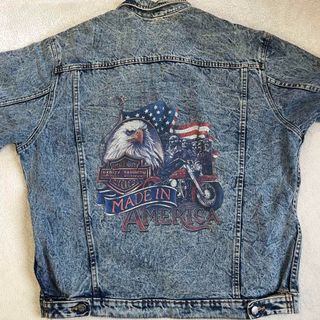 ハーレーダビッドソン(Harley Davidson)のハーレーダビッドソン Gジャン デニムジャケット ビンテージ アメリカ製 L(Gジャン/デニムジャケット)