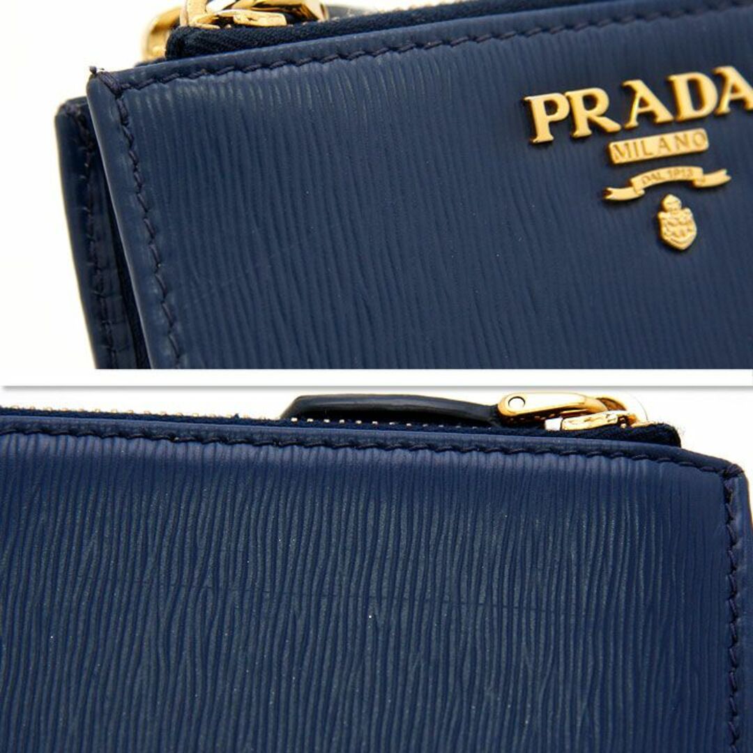 PRADA(プラダ)の良品 プラダ PRADA 二つ折り財布 VITELLO MOVE ヴィッテロ ムーブ レザー ウォレット 箱付 1ML024 2B6P ブルー 青 ミニ財布 イタリア製 レディースのファッション小物(財布)の商品写真