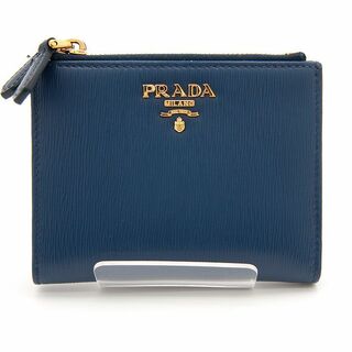 プラダ(PRADA)の良品 プラダ PRADA 二つ折り財布 VITELLO MOVE ヴィッテロ ムーブ レザー ウォレット 箱付 1ML024 2B6P ブルー 青 ミニ財布 イタリア製(財布)