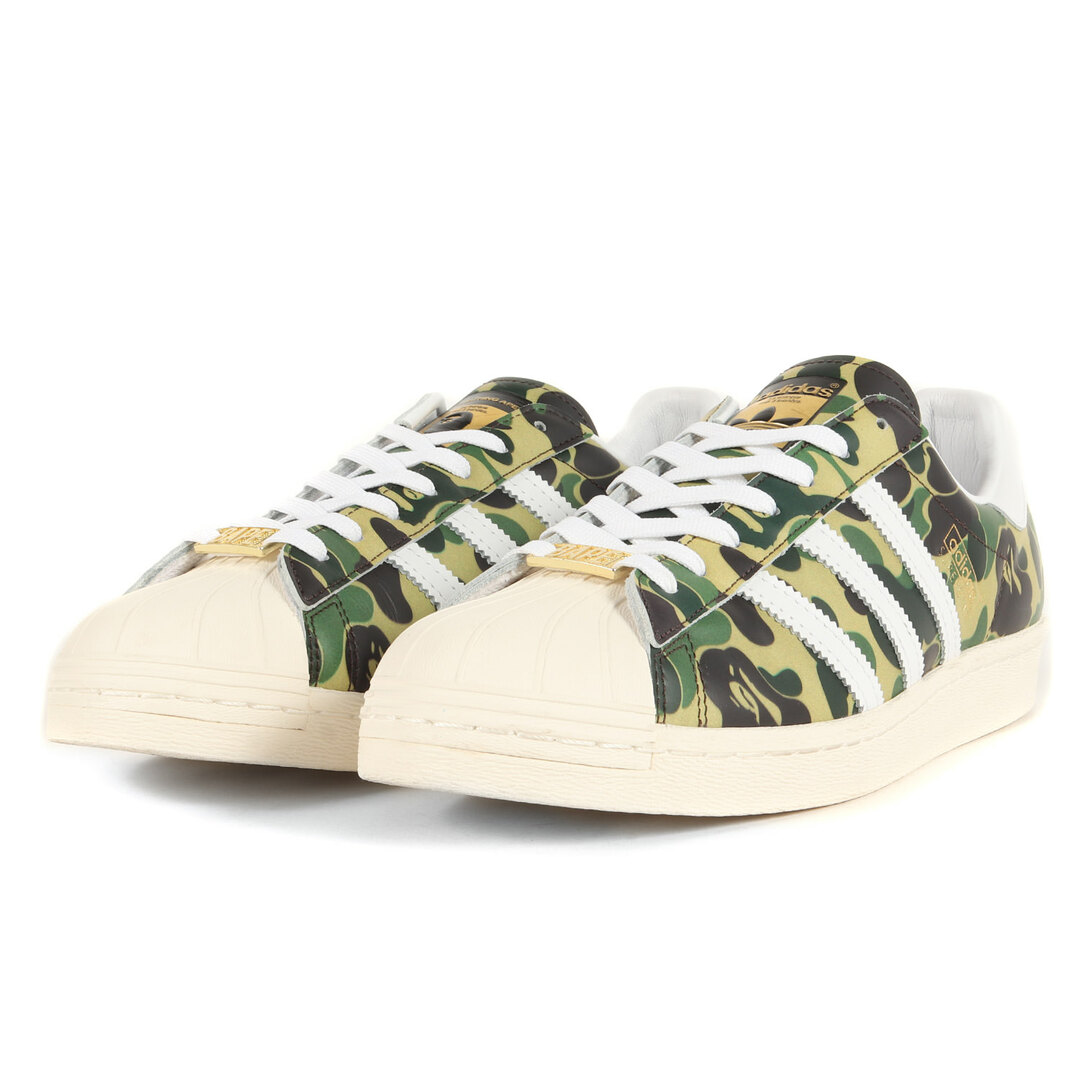 A BATHING APE ア ベイシング エイプ サイズ:28.5cm 21SS adidas SUPERSTAR 80S ABC-CAMO (GZ8981) アディダス スーパースター グリーンカモ 迷彩 US10.5 ローカット スニーカー シューズ 靴 コラボ【メンズ】【美品】