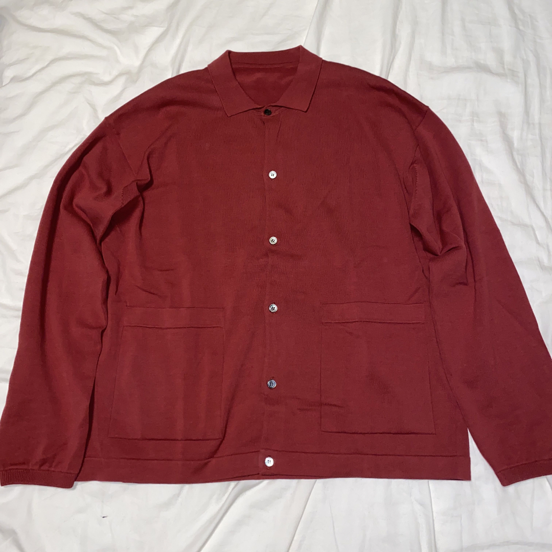 crépuscule (クレプスキュール)のcrepuscule/ニットポロ/カーディガン/RED/size2/コットン メンズのトップス(カーディガン)の商品写真