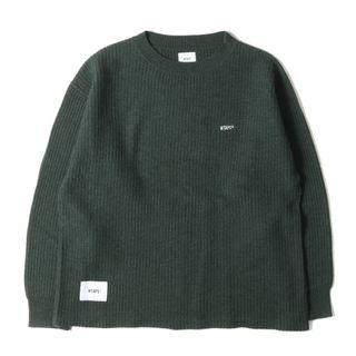 ダブルタップス(W)taps)のWTAPS ダブルタップス ニット サイズ:L 19AW ワッフル ウール ニット セーター WAFFLE SWEATER オリーブドラブ トップス カジュアル 長袖 【メンズ】【中古】【美品】(ニット/セーター)