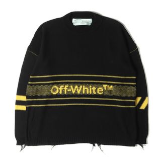 オフホワイト(OFF-WHITE)のOFF-WHITE オフホワイト ニット サイズ:XL 19SS ダメージ加工 オーバーサイズ クルーネック コットン ニット セーター COTTON OW SWEATER ブラック イエロー イタリア製 トップス カジュアル 長袖【メンズ】【中古】【美品】(ニット/セーター)