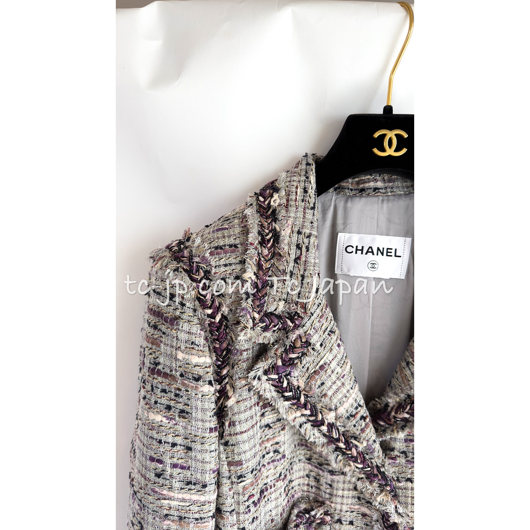 CHANEL - シャネル CHANEL グレー・パープル・ブレイドトリム・CC握手