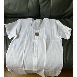 綿麻前割シャツ　Lサイ未使用(Tシャツ/カットソー(半袖/袖なし))