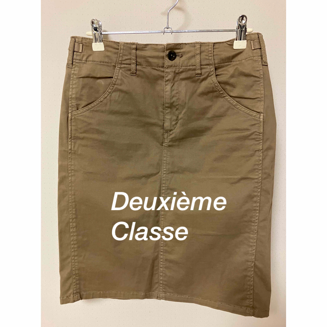 DEUXIEME CLASSE(ドゥーズィエムクラス)のドゥーズィエムクラス　タイトスカート　ミニタリー　カーキブラウン レディースのスカート(ひざ丈スカート)の商品写真