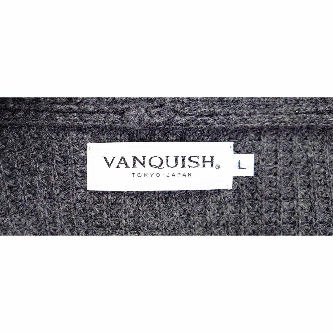 VANQUISH(ヴァンキッシュ)の美品 VANQUISH グレー 厚手 ニットカーディガン ヴァンキッシュ 灰 L メンズのトップス(カーディガン)の商品写真