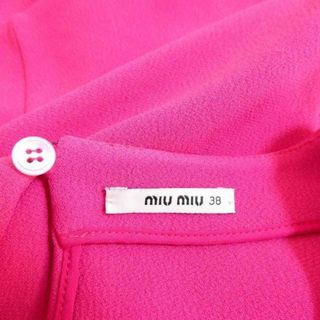 良品 綺麗 MIU MIU リボン Vネック ノースリーブ 膝丈 ワンピース