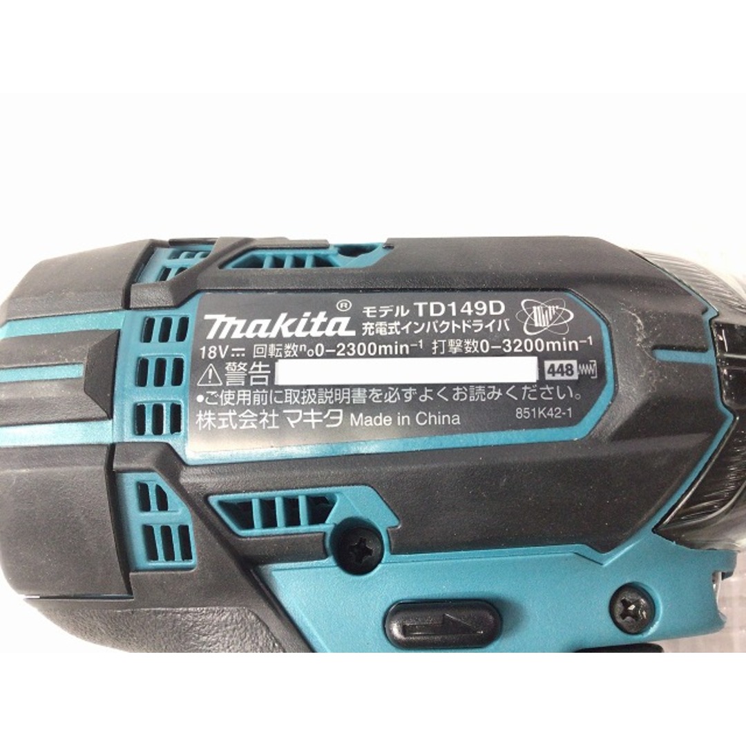 Makita ☆美品☆makita マキタ 18V 充電式インパクトドライバー TD149DRFX 青/ブルー バッテリー2個(3.0Ah) 充電器  ケース付 コードレス 79607の通販 by 工具販売専門店Borderless(ラクマ店)｜マキタならラクマ