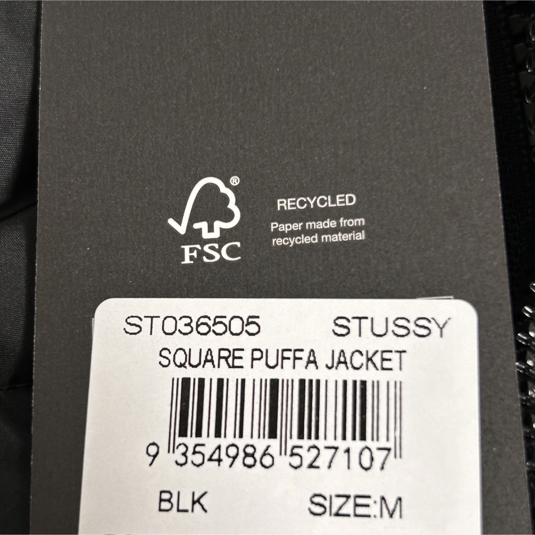 新品!!海外限定!! STUSSY 刺繍ロゴ ブラック パファジャケットMサイズ