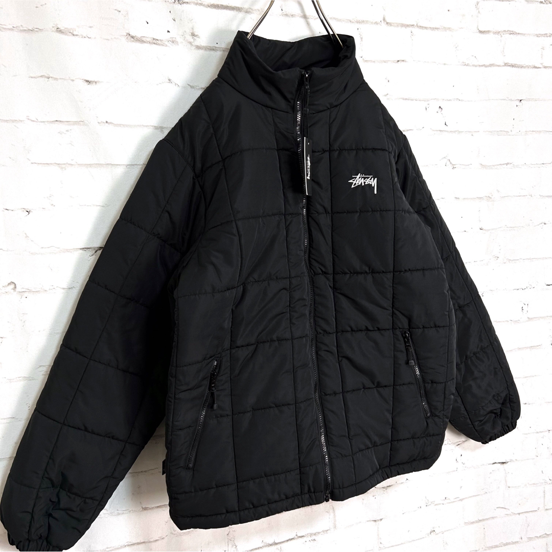 新品!!海外限定!! STUSSY 刺繍ロゴ ブラック パファジャケットMサイズ