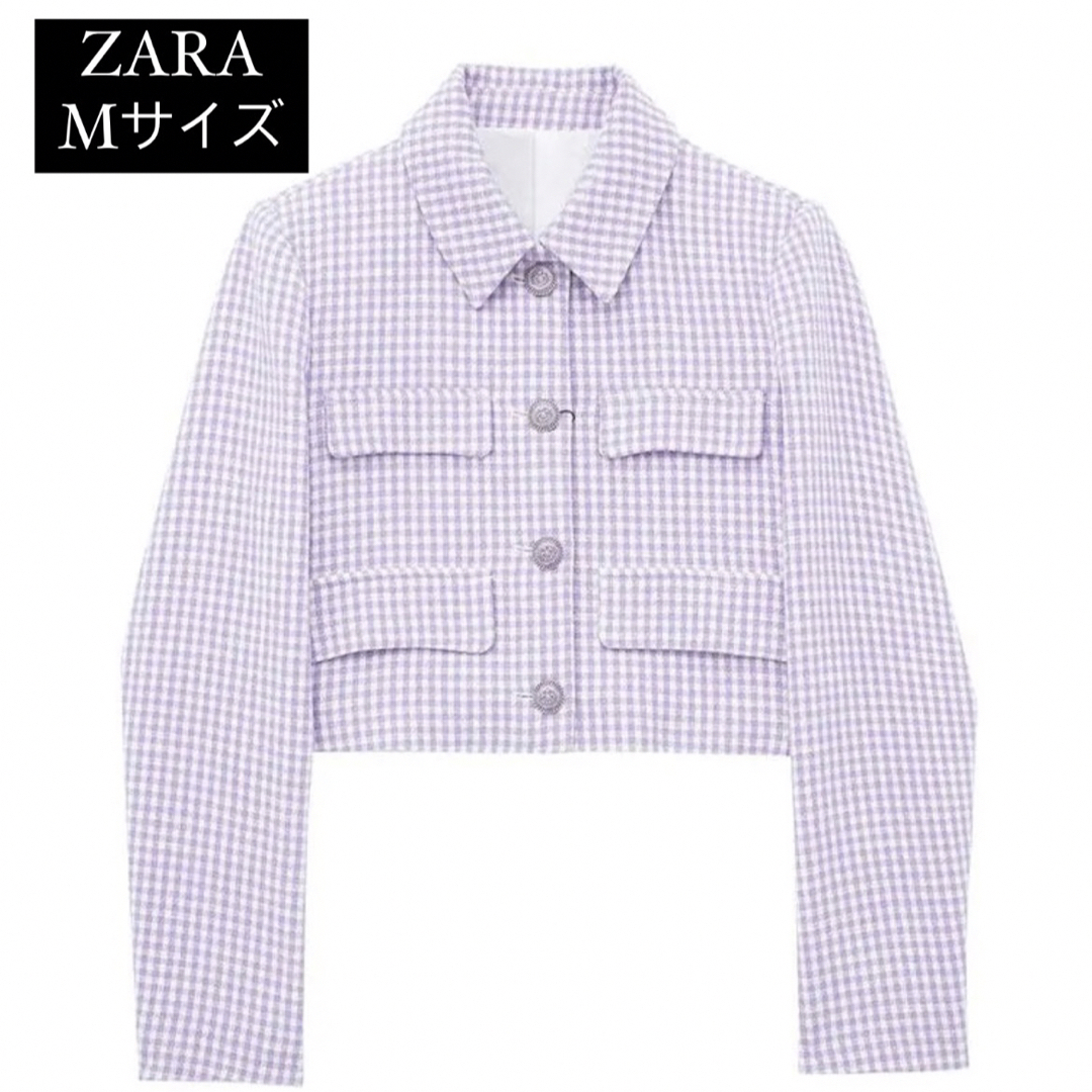 【ラスト１点】ZARA　テクスチャー クロップド ジャケット　Mサイズ　ホワイト