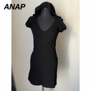 アナップ(ANAP)の【ANAP】シンプルTシャツワンピース【黒】(Tシャツ(半袖/袖なし))